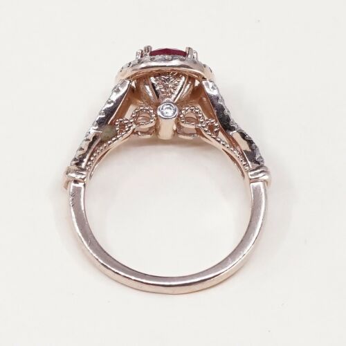 Sz 8.5, vermeil, gold over Sterling 925 Silver Ring W/ ruby, stamped 925 UD CZ