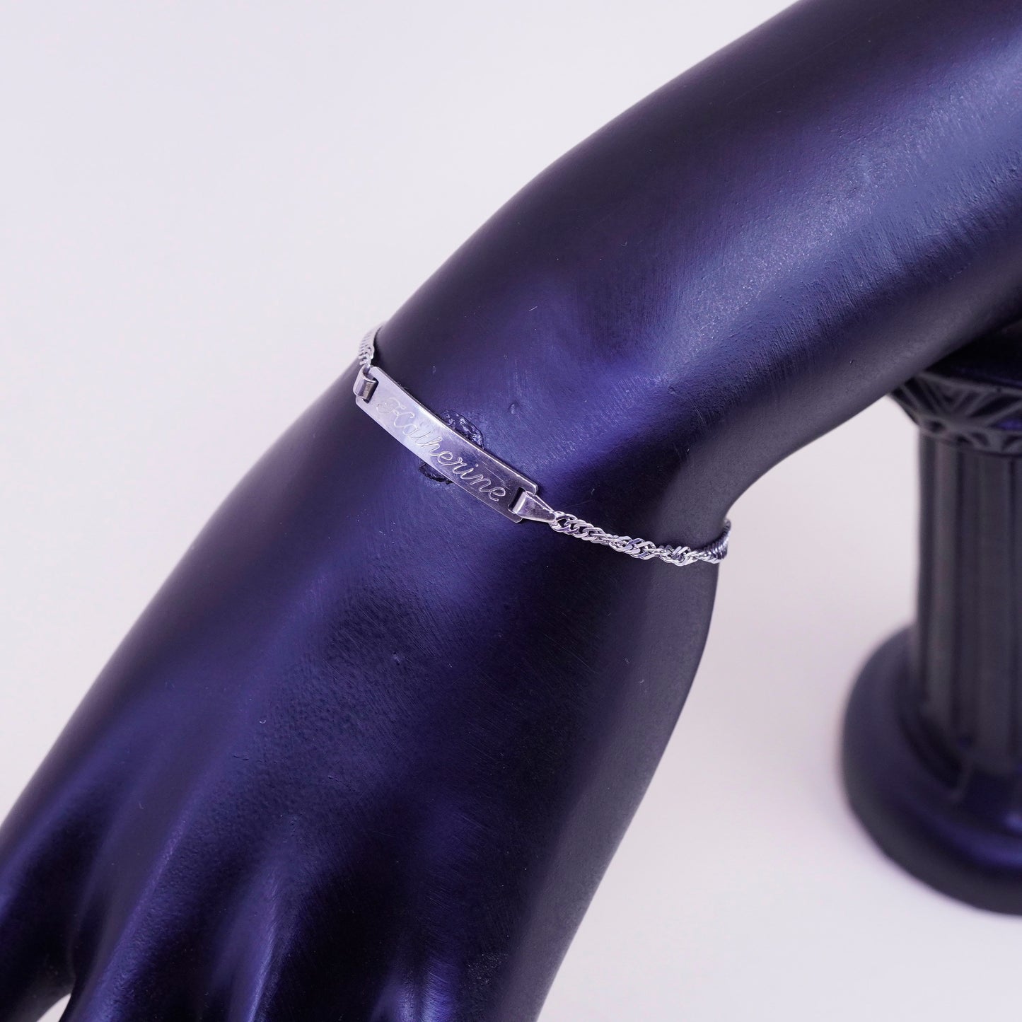 5.5+0.5”, sterling silver bracelet, 925 twisted curb chain name “Katherine” tag