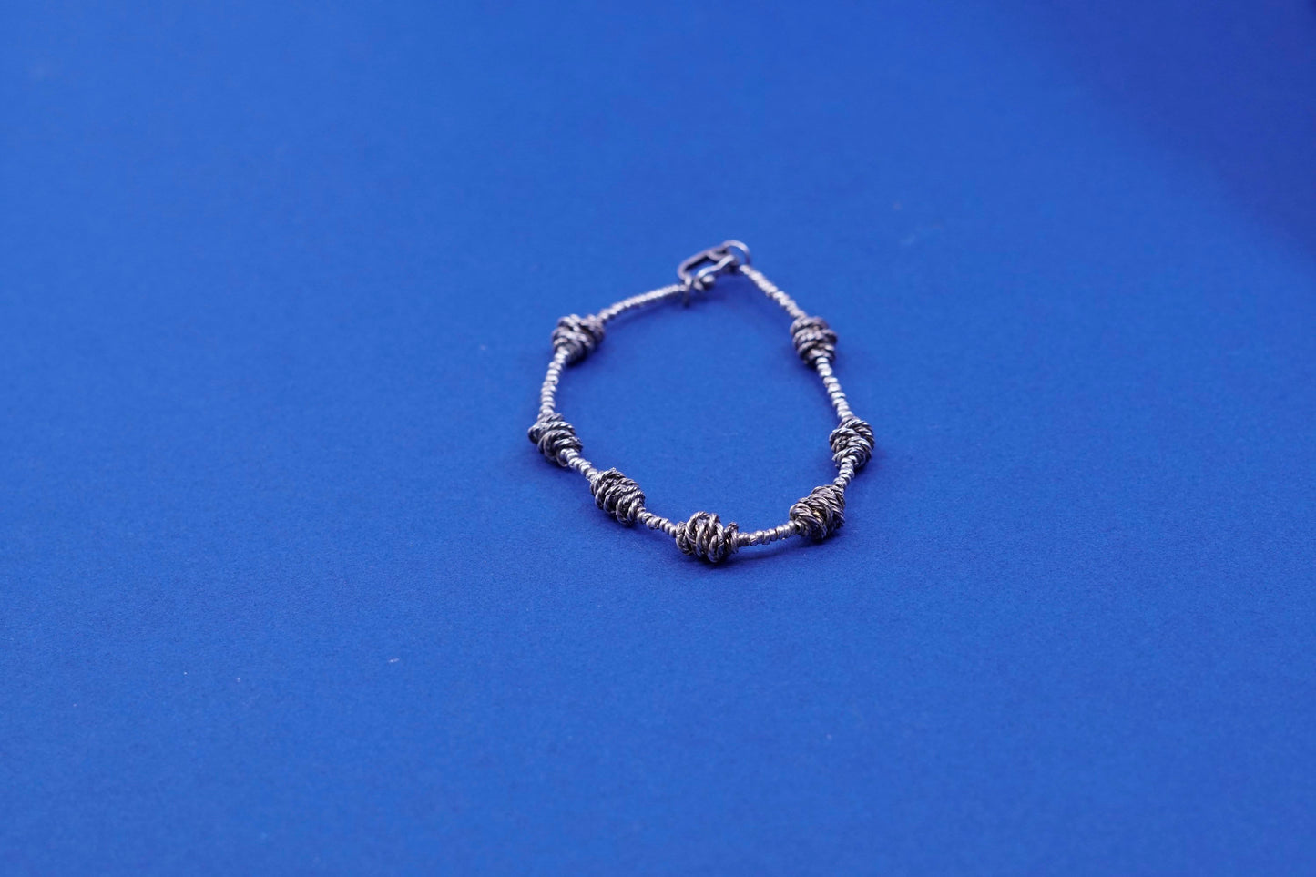 6”, vintage sterling 925 silver handmade beads and wired bead bracelet