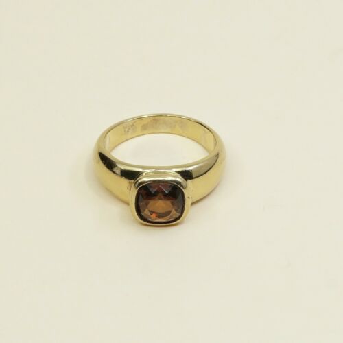 Sz 9, vermeil, gold over Sterling 925 Silver Ring W/ ruby, stamped 925 L