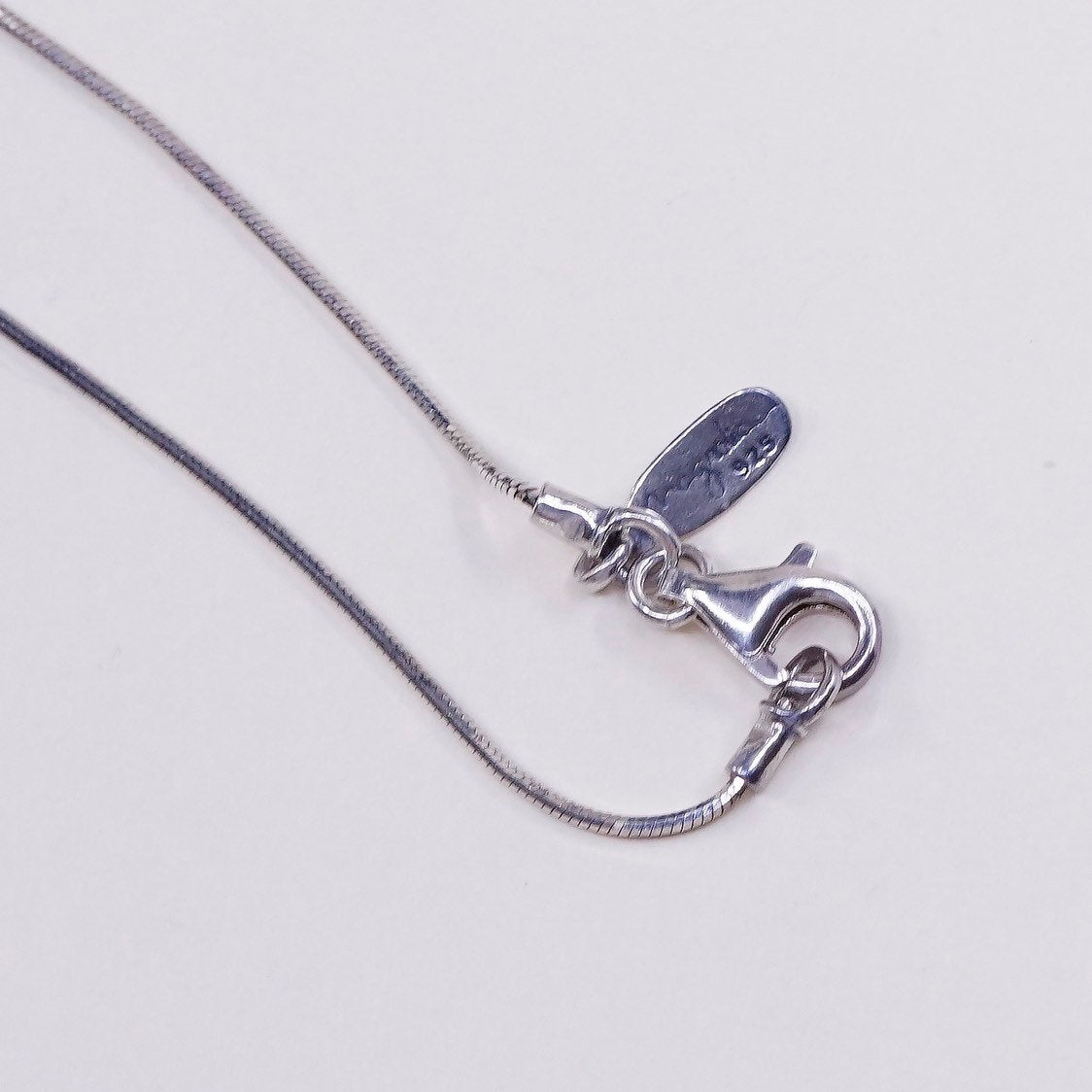 16", 1mm, vtg shablool sterling silver snake chain w/ handmade opal pendant