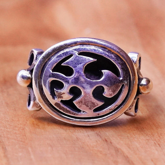 Size 5.5, Ireland two tone Sterling 925 silver handmade ribbed ring filigree