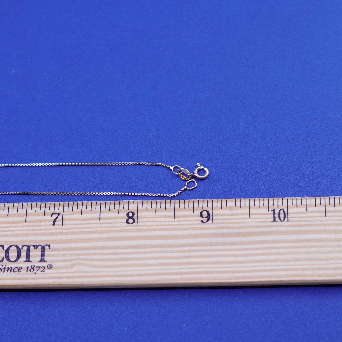 18”, 1mm, vintage Sterling silver necklace, vermeil gold over 925 box chain