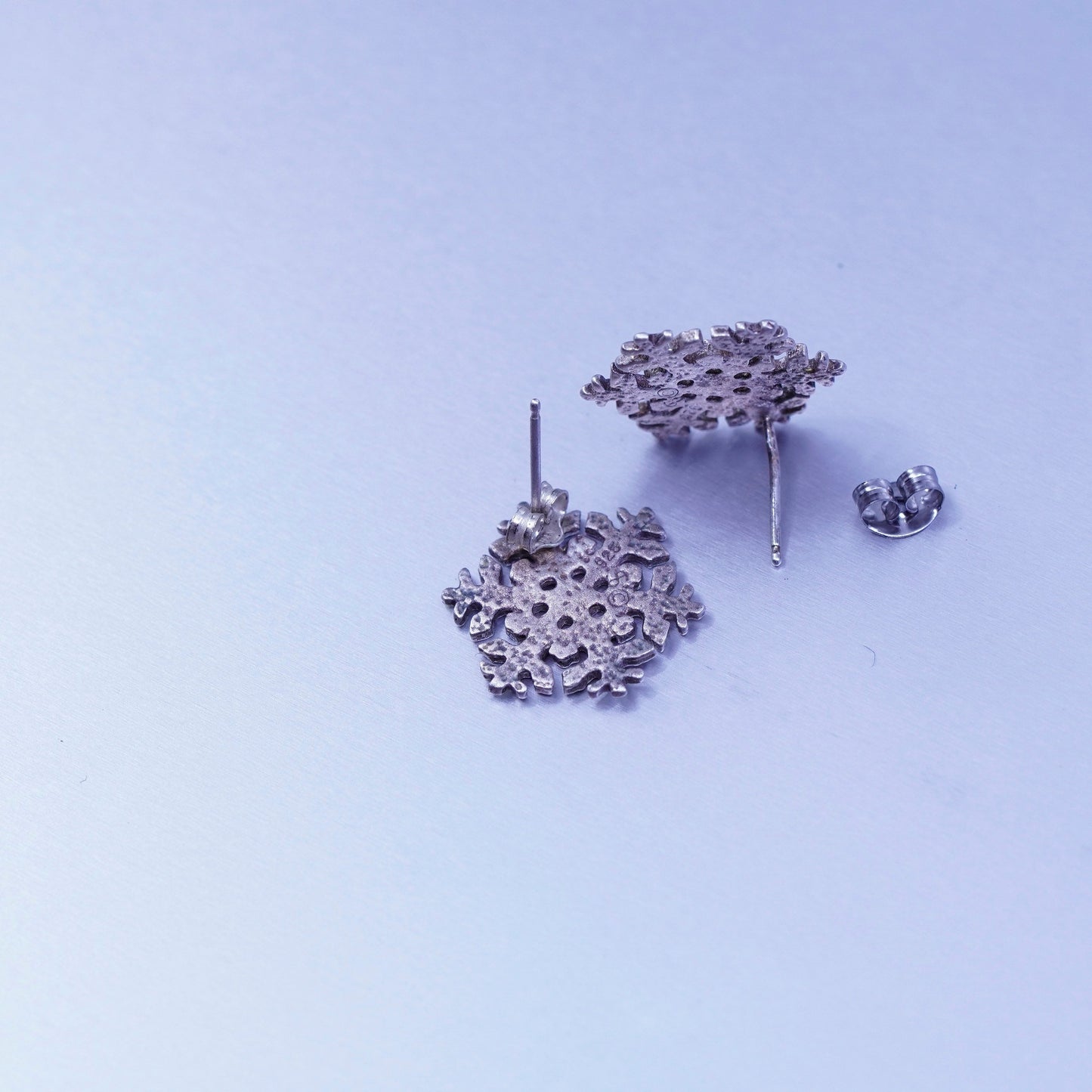 southwestern Shube Sterling 925 silver handmade earrings, matte snowflake studs