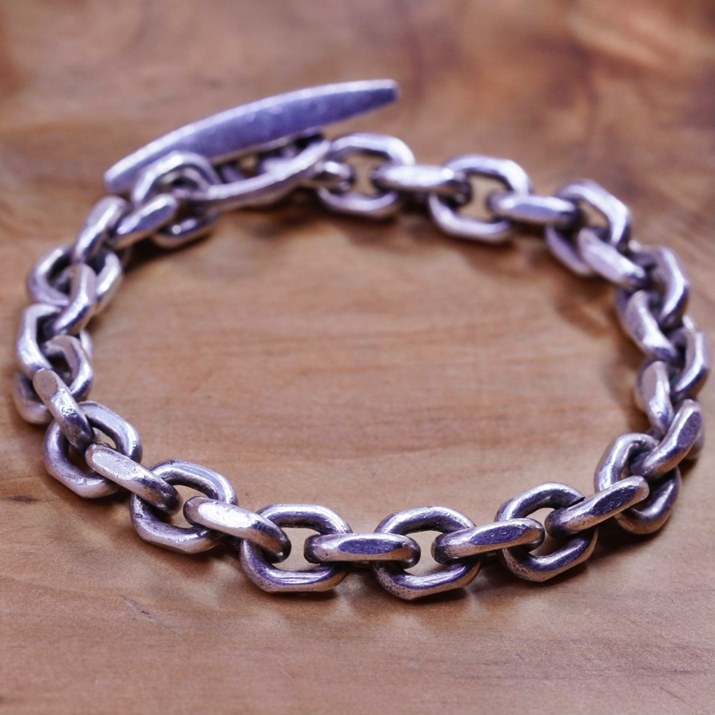 6.75”, 1970s Denmark Randers Sterling silver charm bracelet 925 bold oval chain