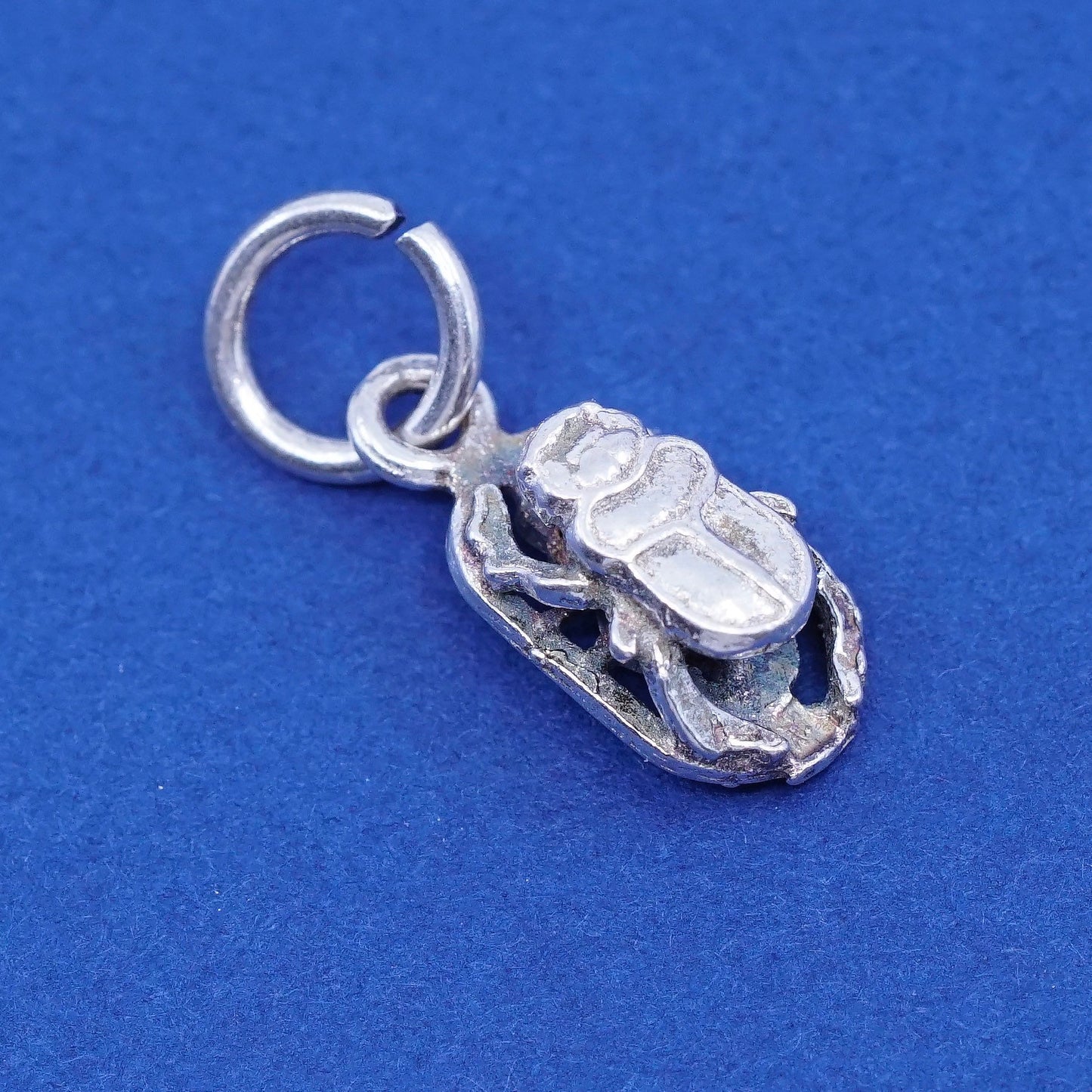 Vintage Sterling silver handmade pendant, 925 beetle charm