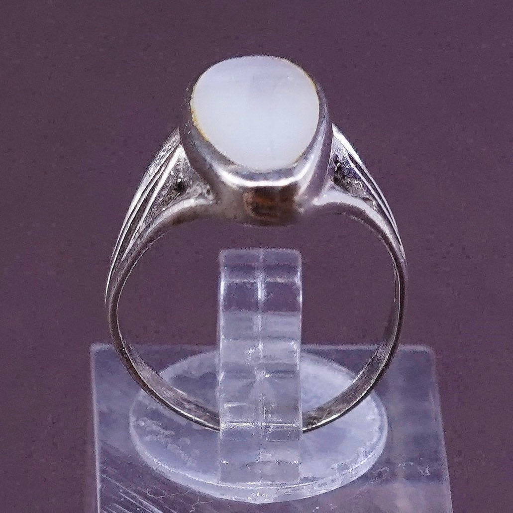 sz 5.5, vtg Sterling silver handmade ring, southwestern 925 w/ mother of pearl