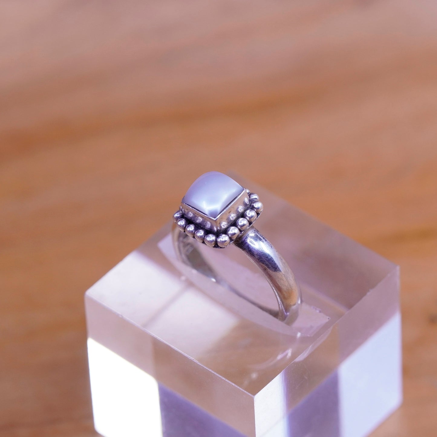 Size 7.25, Silpada Sterling 925 silver handmade R1617 Button Frame Pearl Ring