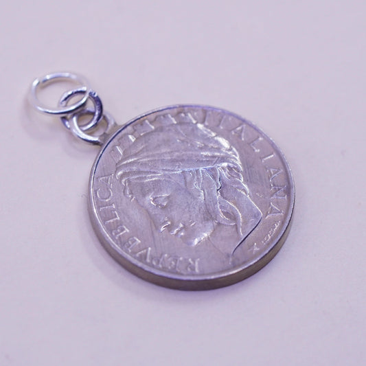 Vintage italian repvbblica coin charm pendant