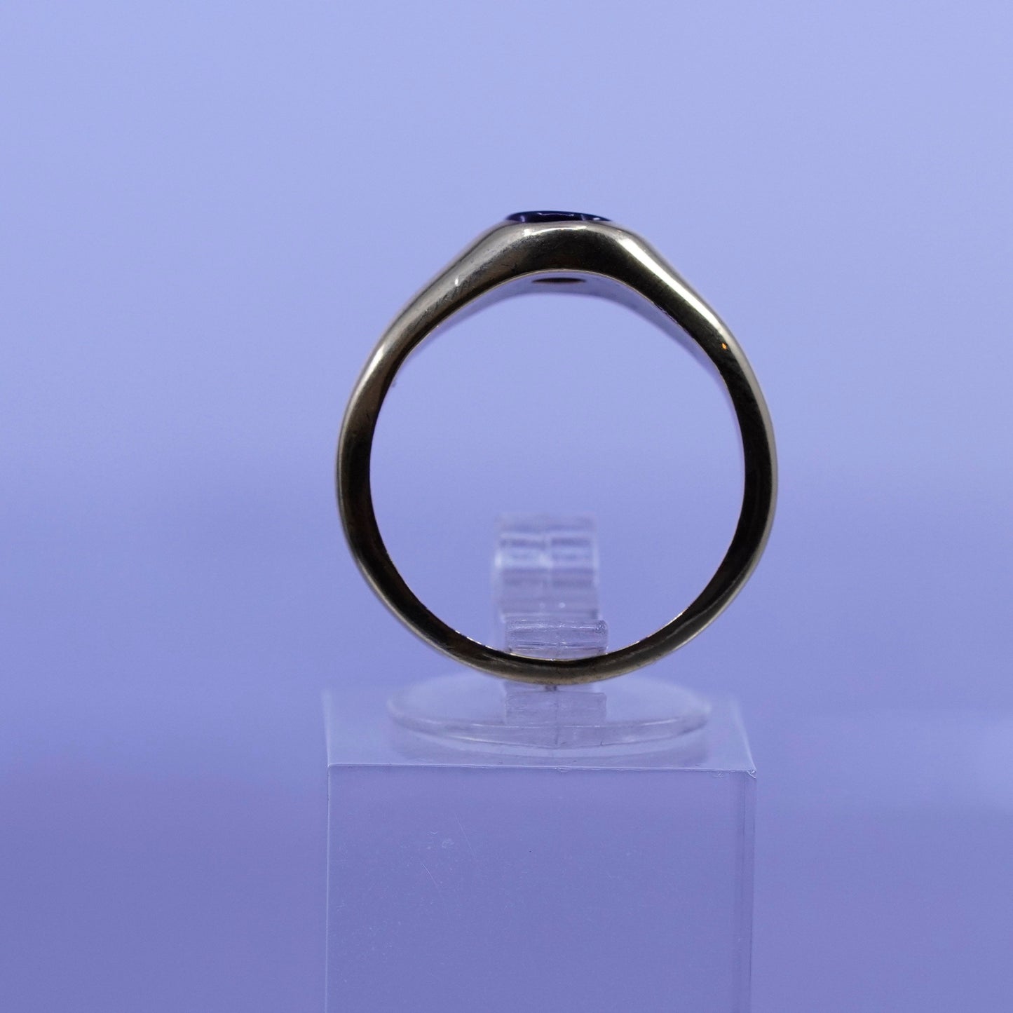Size 7.25, vermeil gold filled ring with obsidian