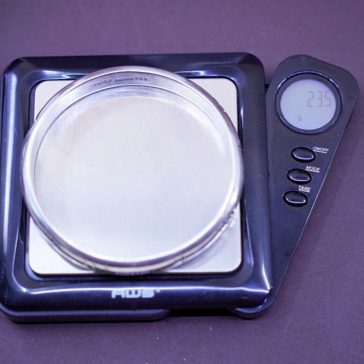 8”, Vintage Mexico Sterling silver handmade bracelet, 925 bangle with cut out