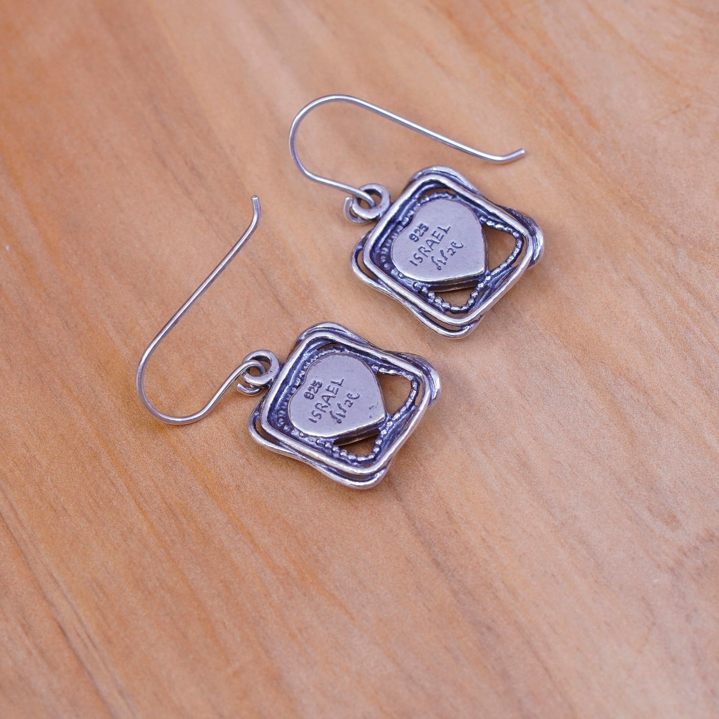 Israel didae shablool Sterling 925 silver handmade earrings with heart opal