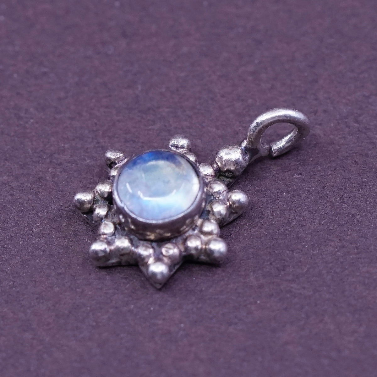 Vintage Sterling 925 Silver Handmade Pendant with moonstone and beads