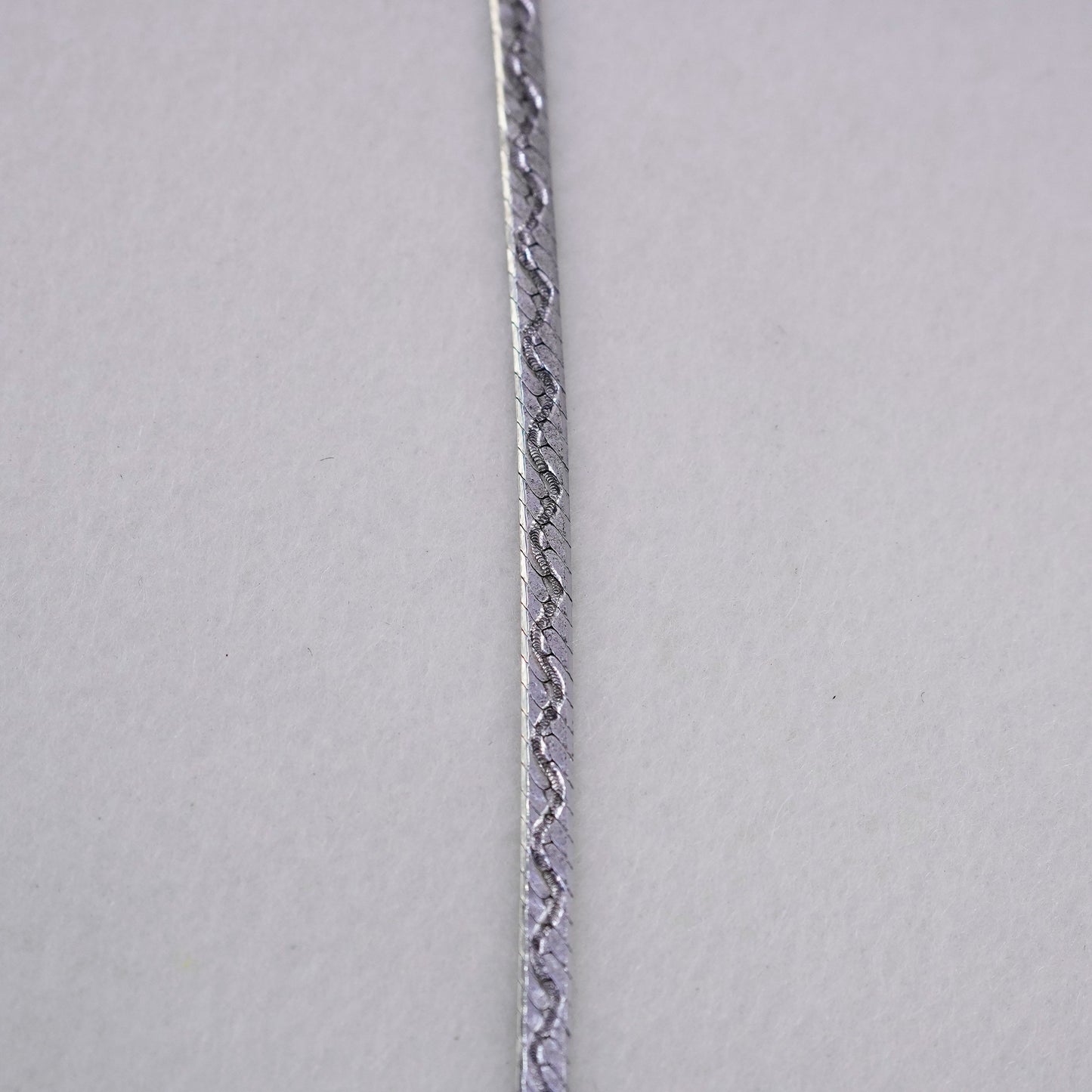 20” 5mm, vintage Italy Sterling 925 silver textured herringbone chain necklace