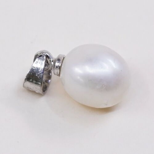 Vtg sterling silver handmade pendant, solid 925 With Pearl, Stamped 925
