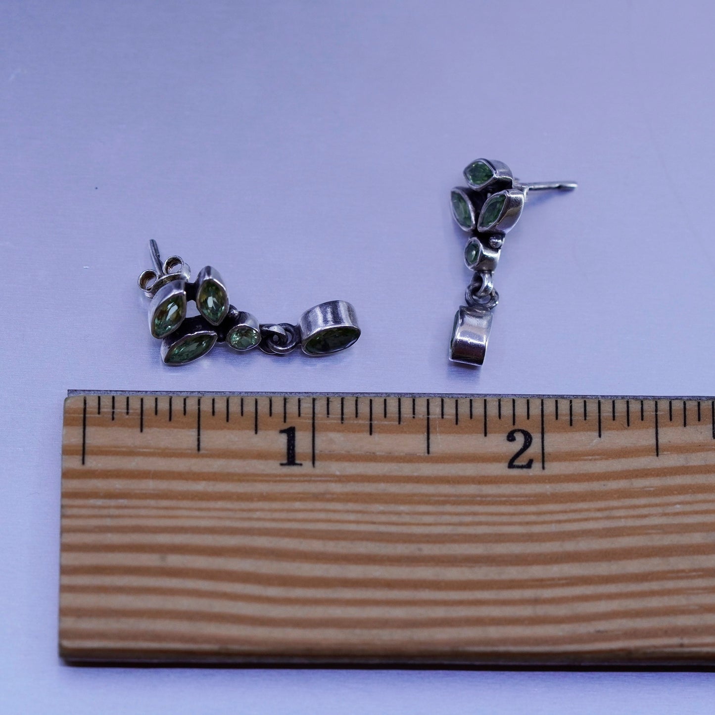 Native American southwestern Sterling 925 silver handmade earrings with peridot