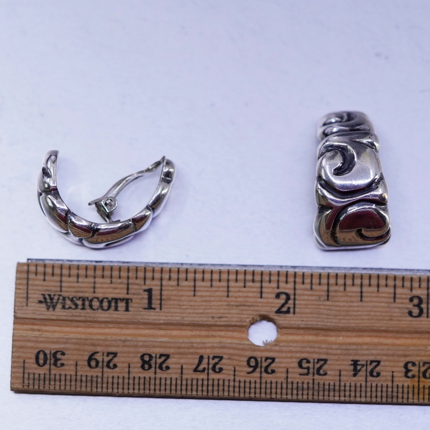 Vintage Zina Sterling silver handmade clip on earrings, 925 cross earrings