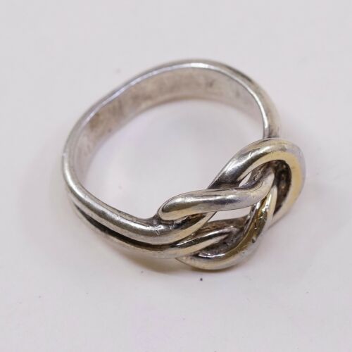 Sz 6.5, Vtg Danecraft Sterling Silver Handmade Ring 925 Band Entwined Knot,