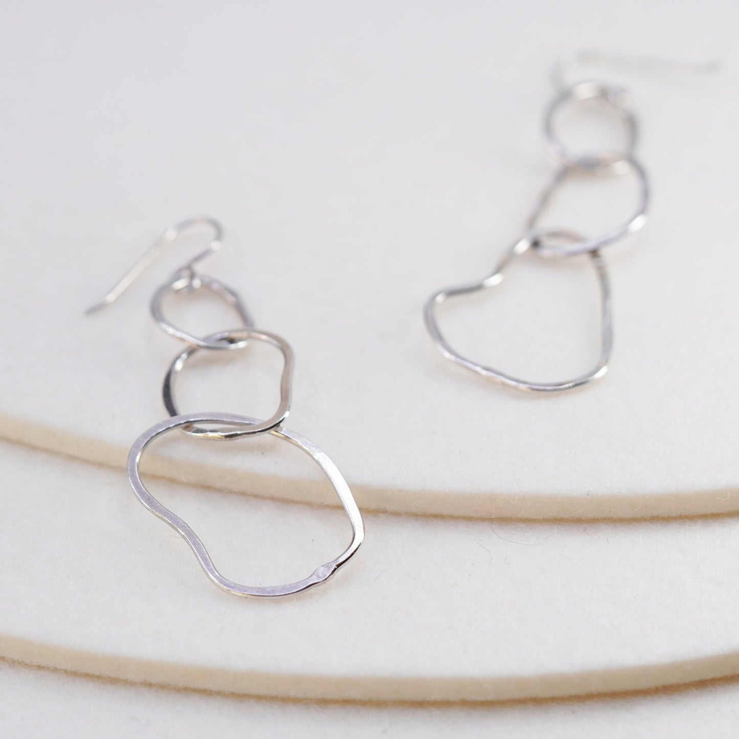 Vintage Sterling 925 silver handmade entwined circle earrings