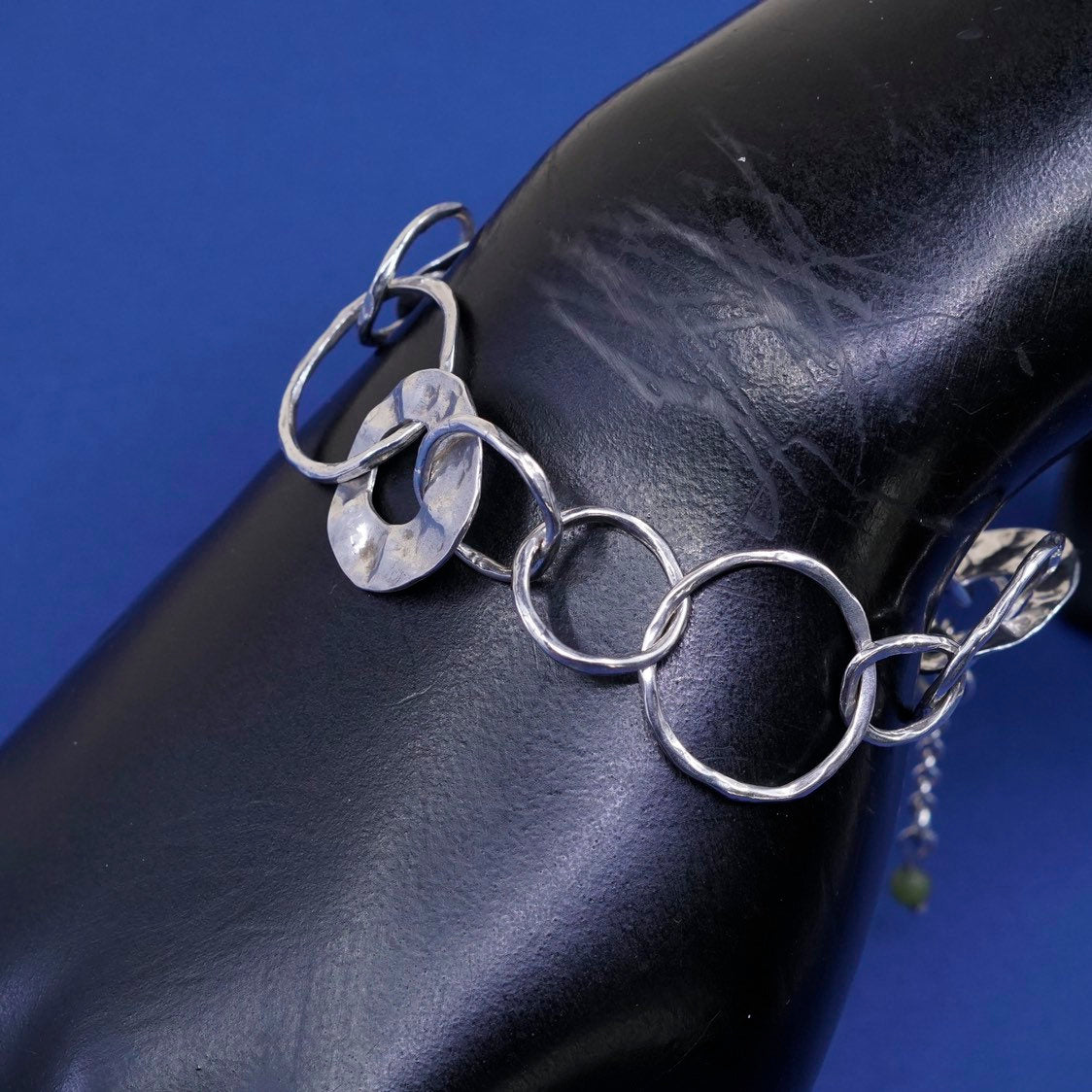 7.25+0.5” SILPADA B1317 Sterling Silver 925 hammered flat circle chain Bracelet