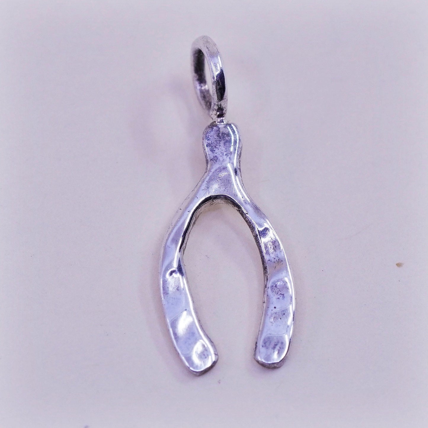 Vintage sterling silver wishbone charm, 925 pendant