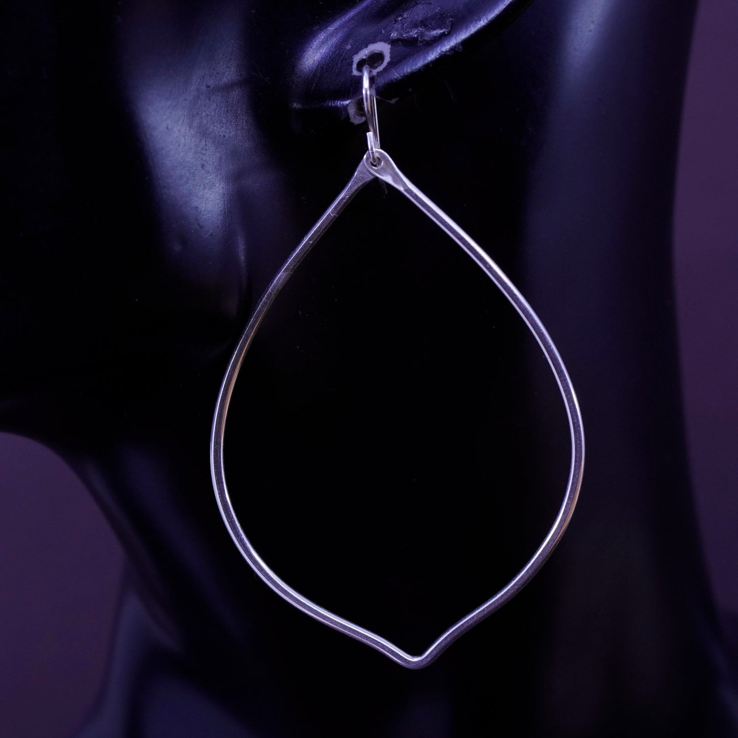 1”, Vintage Sterling silver handmade earrings, 925 teardrop drops