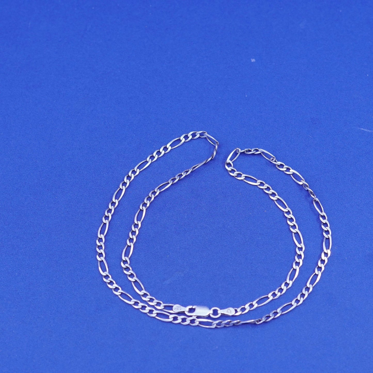 18”, 4mm, vintage Sterling silver handmade necklace, 925 Figaro link chain