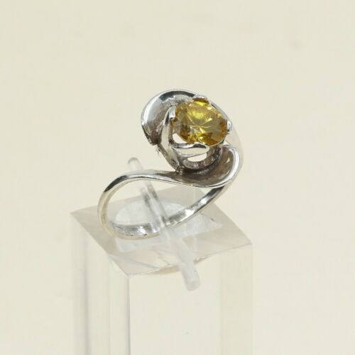 Sz 7.5, Sterling Silver handmade Ring, 925 Silver W/ citrine