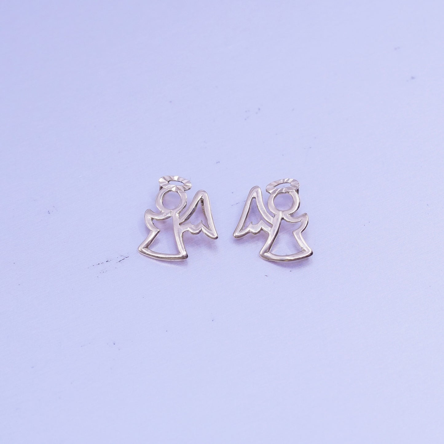 Antique 10K yellow gold handmade charm, tiny Angel pendant