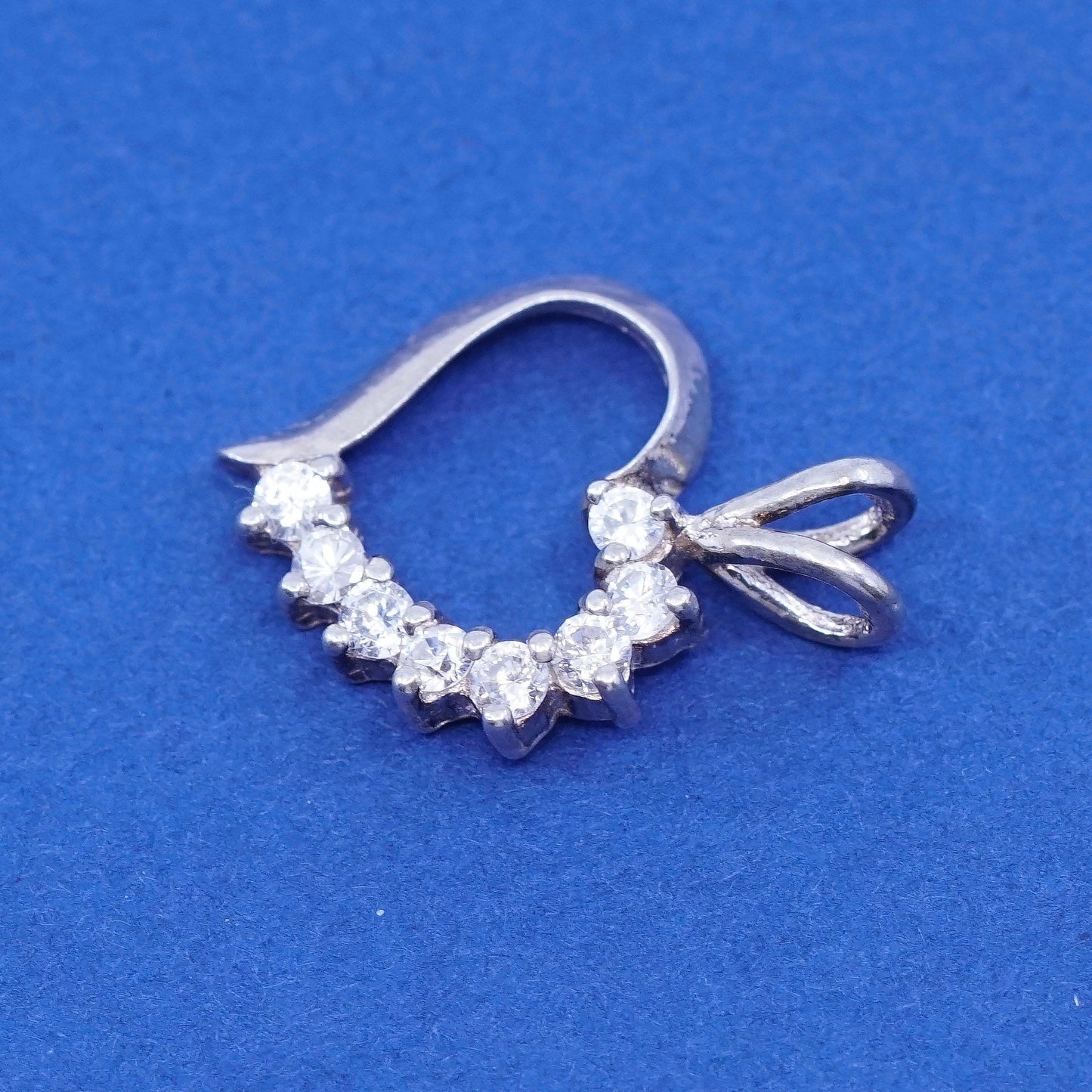 Vintage Sterling silver handmade pedant, 925 heart with crystal