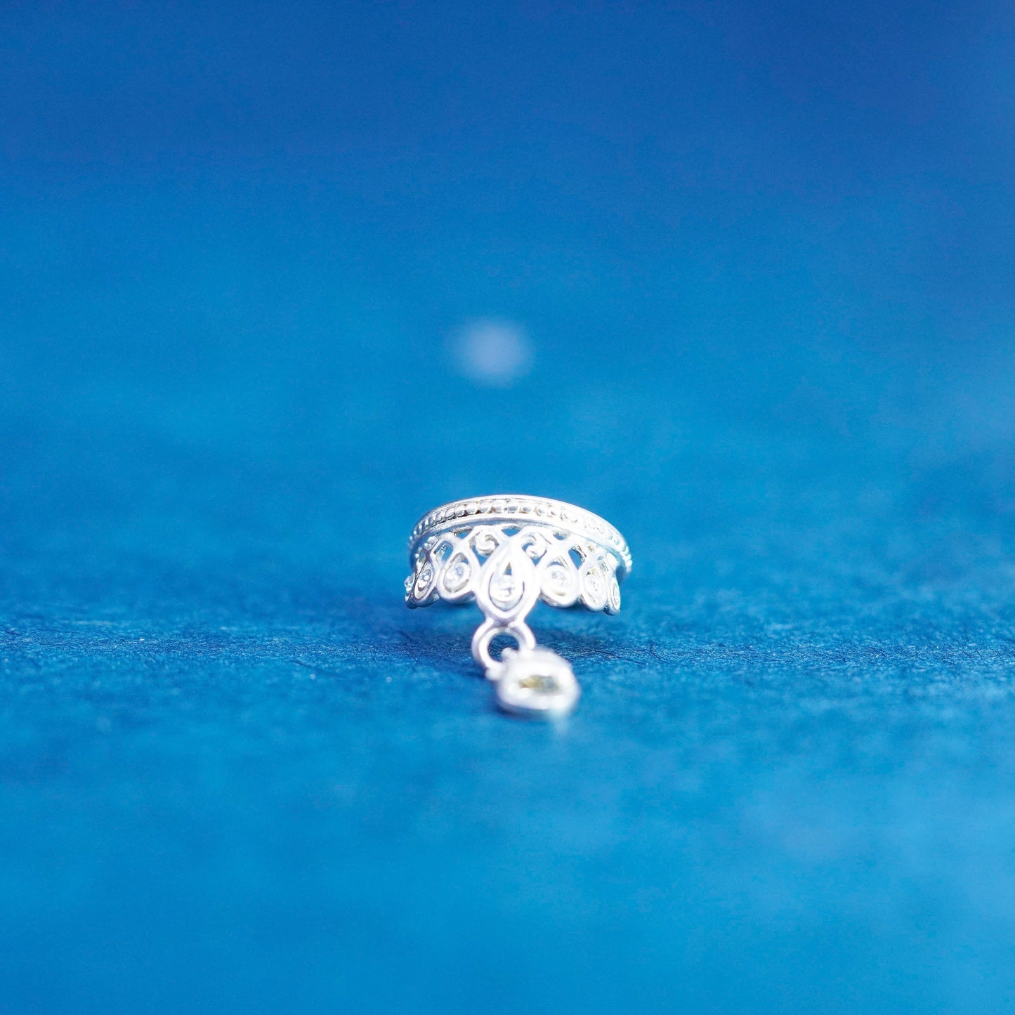 Vintage Sterling silver handmade pendant, 925 crown charm with cz