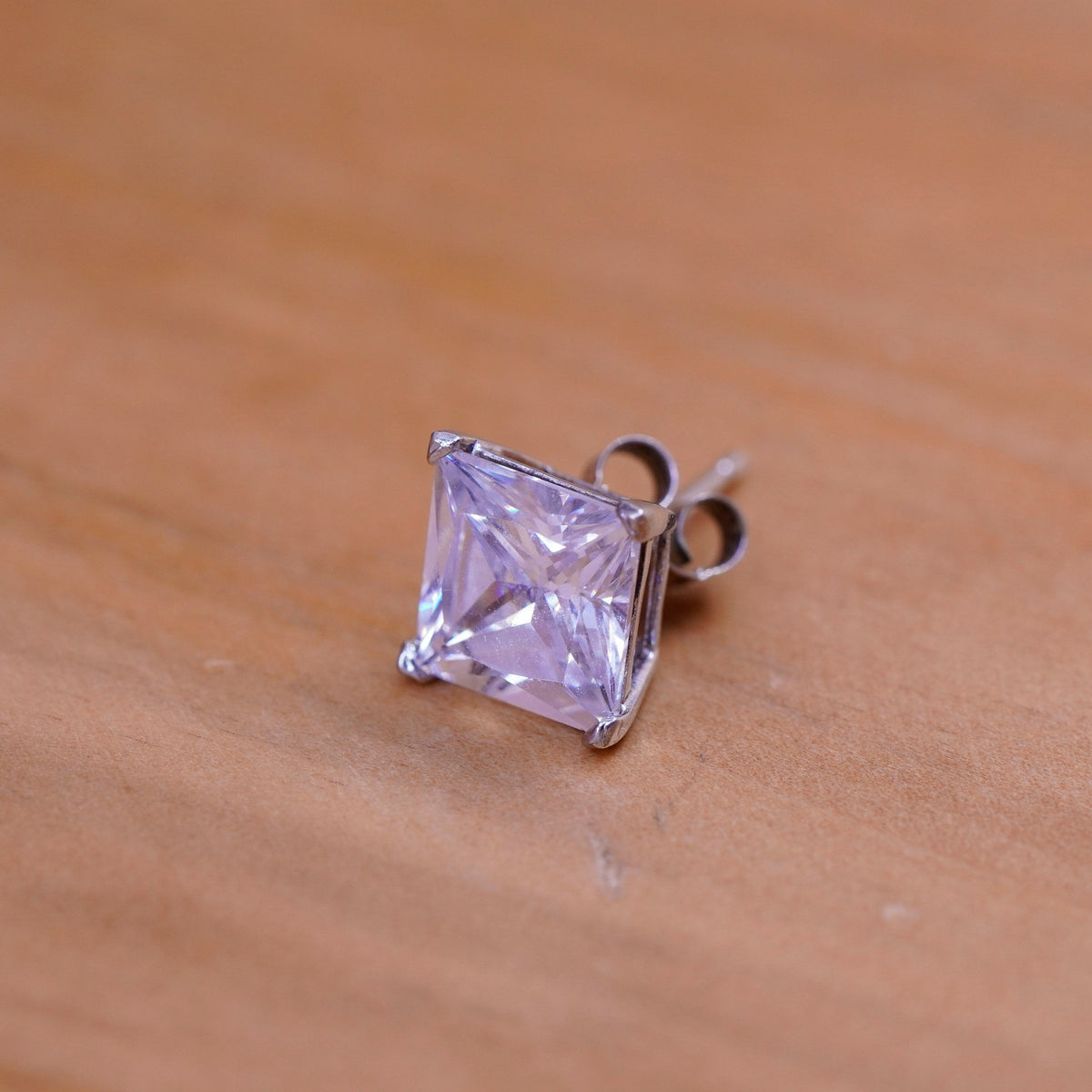 vintage Sterling silver studs, square Swarovski earrings