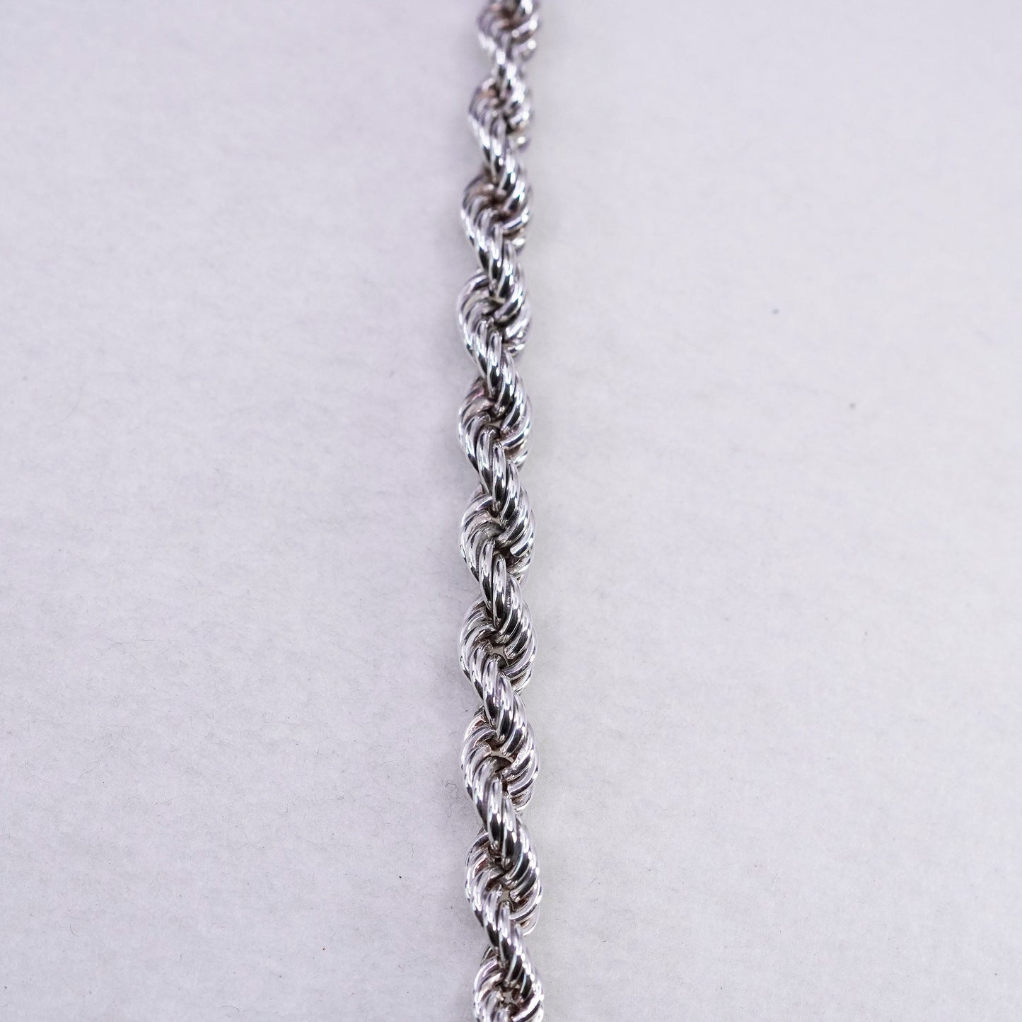 24”, vintage Sterling 925 silver handmade graduated French rope chain necklace