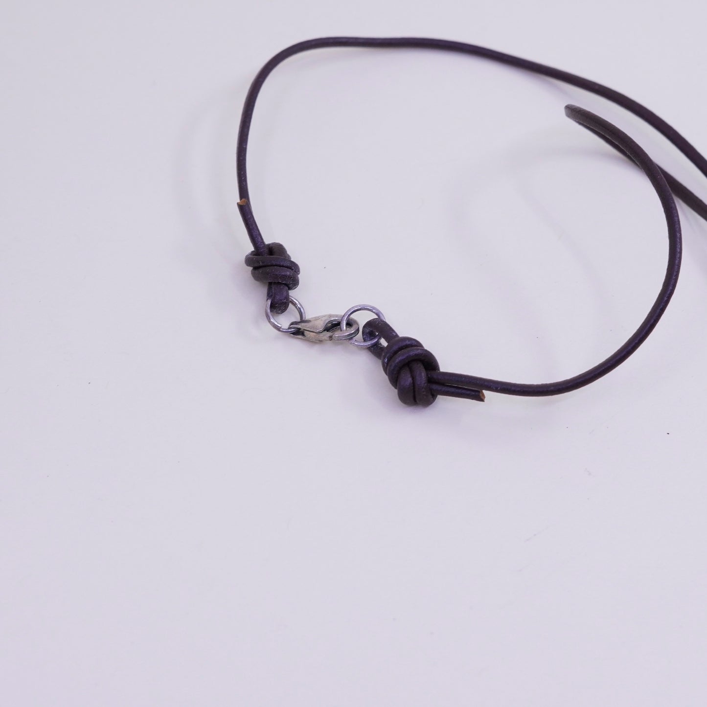 14”, Native American sterling silver necklace, 925 eagle pendant leather chain