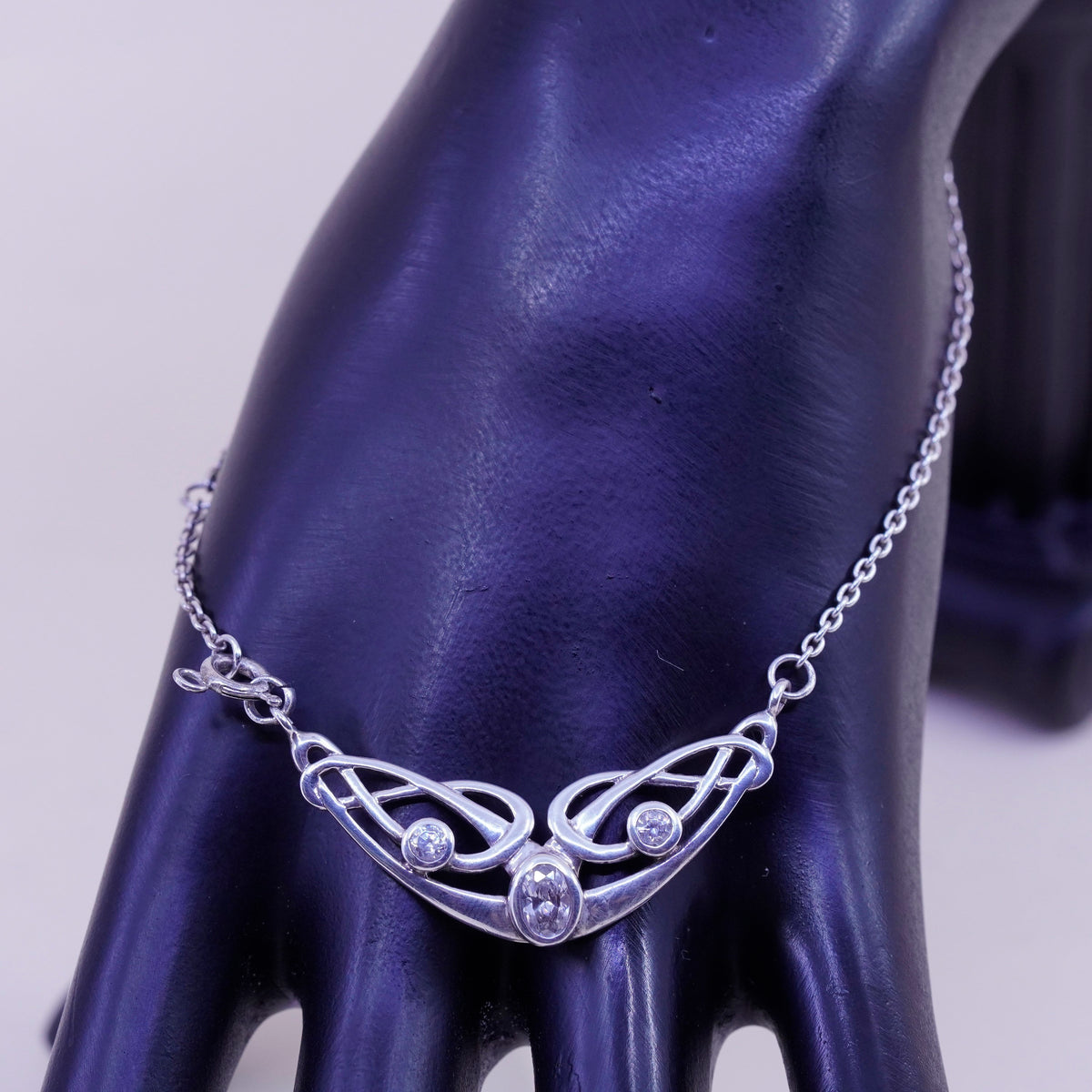 9.25”, sterling silver anklet, 925 circle link chain bracelet Irish Celtic knot