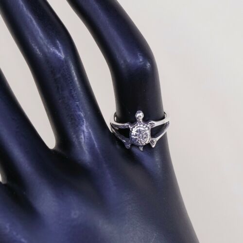 Size 3 Shube Mexico Sterling 925 Silver Handmade Sea Turtle Open Band Ring