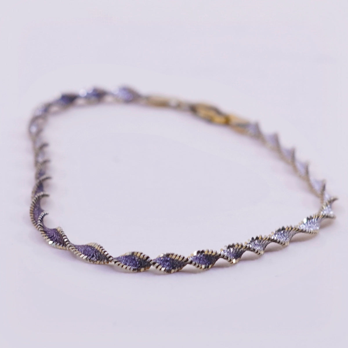 7.75”, vermeil gold sterling silver bracelet, 925 twisted herringbone chain