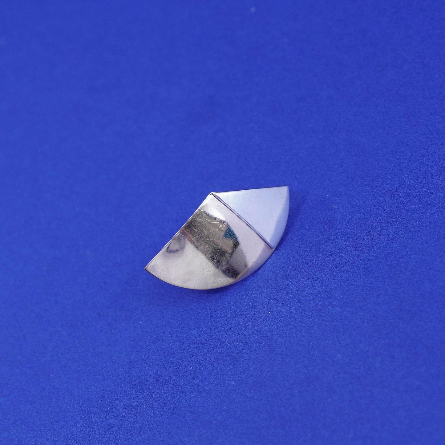 Vintage Ed Levin 14K sterling silver handmade earrings, 925 modern fin studs