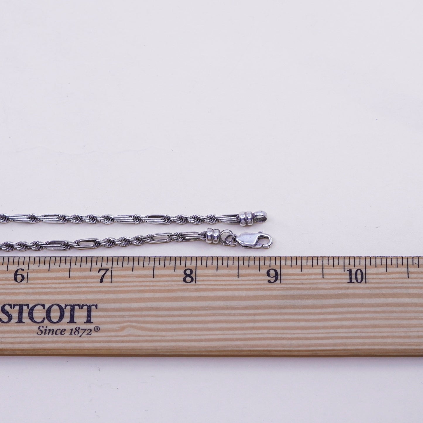 18”, 3mm, Vintage Peru sterling 925 silver elongated chain, necklace