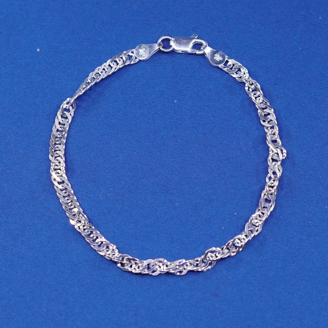 7", 5mm, vtg Italy IBB Sterling silver handmade bracelet 925 twisted curb chain