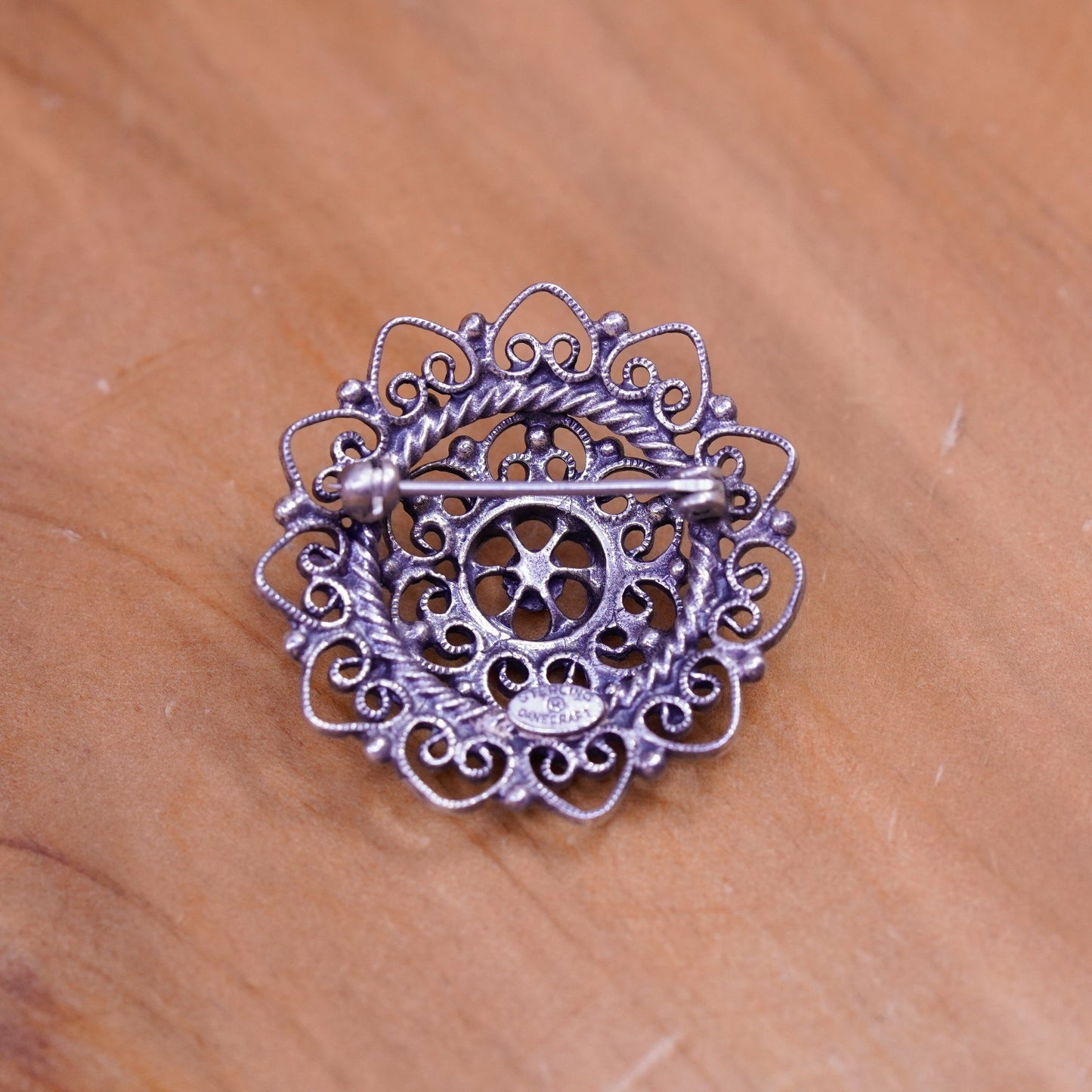 Vintage danecraft handmade sterling 925 silver filigree brooch