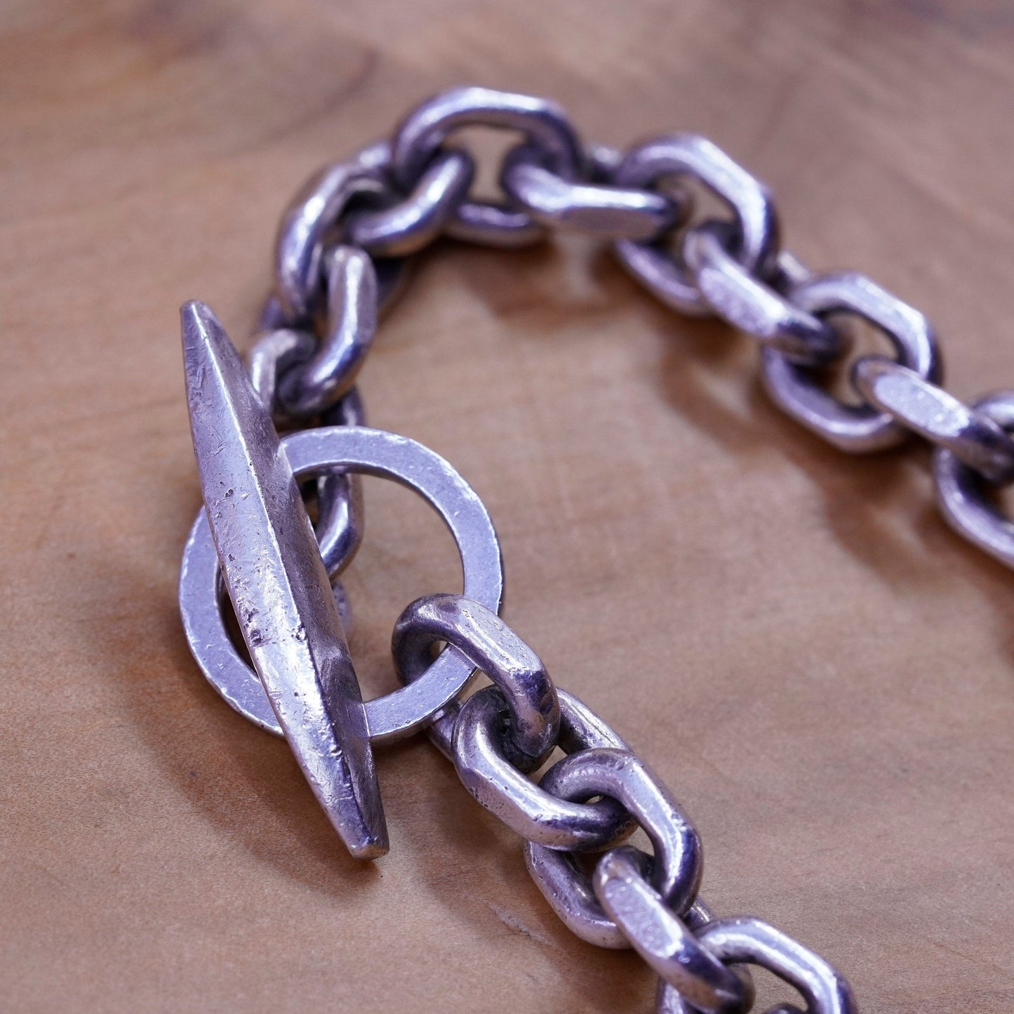 6.75”, 1970s Denmark Randers Sterling silver charm bracelet 925 bold oval chain