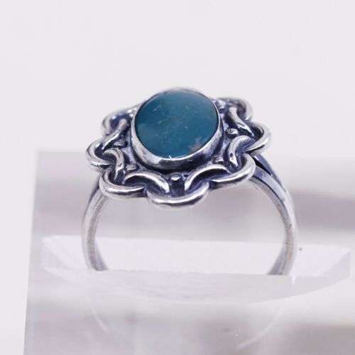Sz 6 Vtg Native American Navajo Handmade Sterling 925 Silver W/ Turquoise Ring
