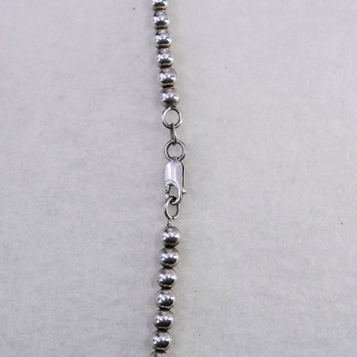16” 5mm, vintage Sterling 925 silver handmade bead chain necklace