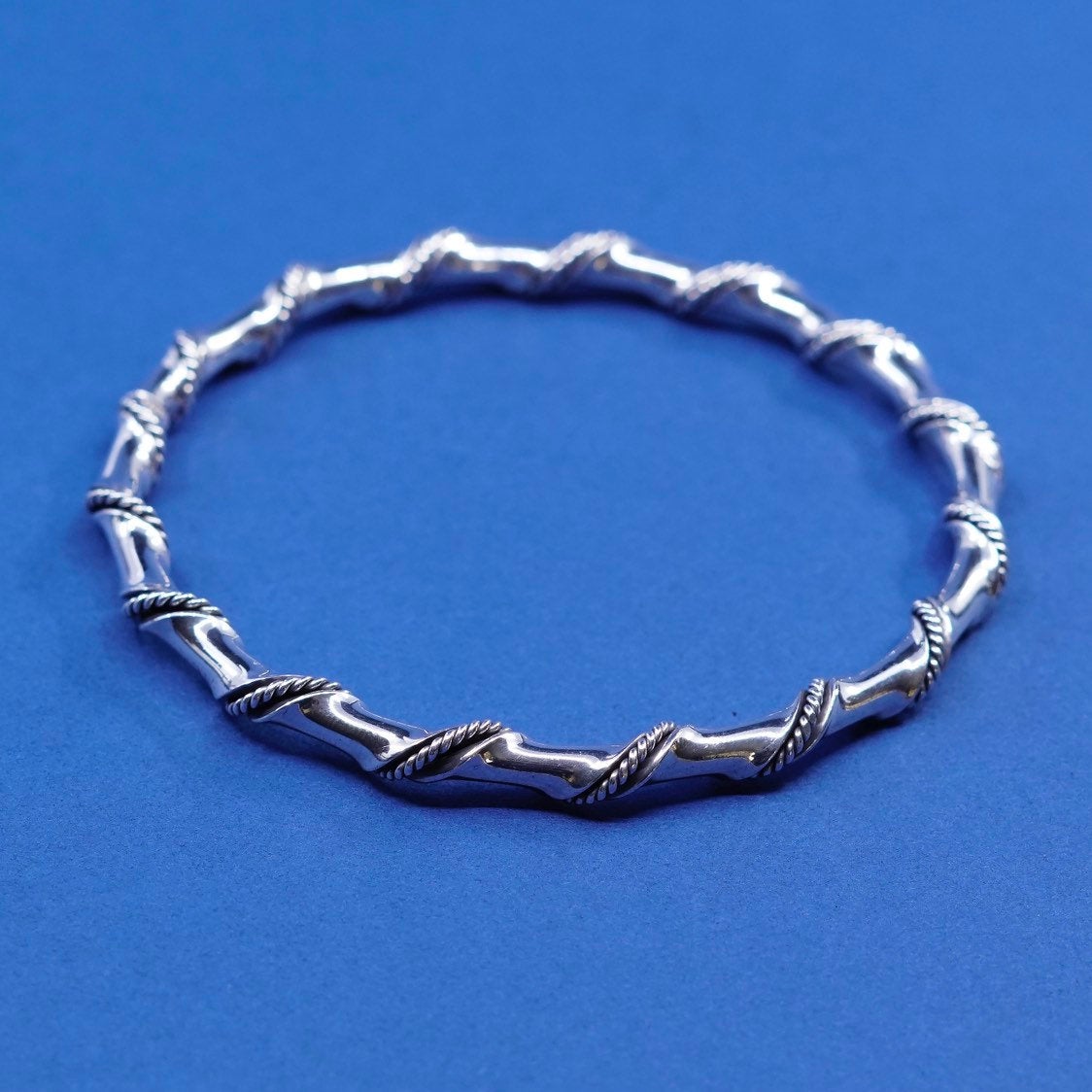 8.25", vtg sterling silver handmade bracelet, Mexico 925 twisted cable bangle