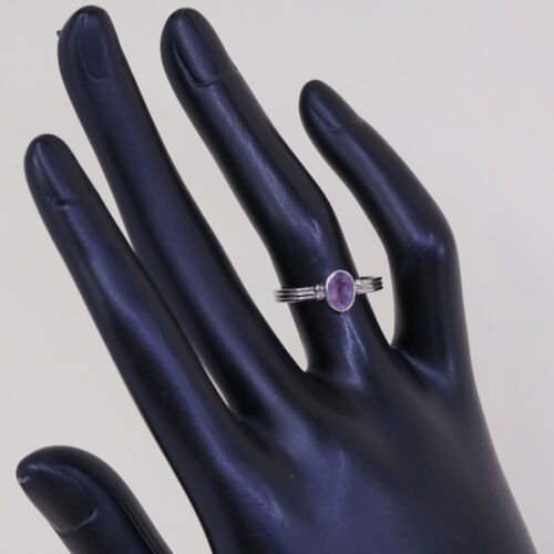 Sz 4.75, Vtg Sterling silver handmade ring, Engagement 925 W/ Oval Amethyst
