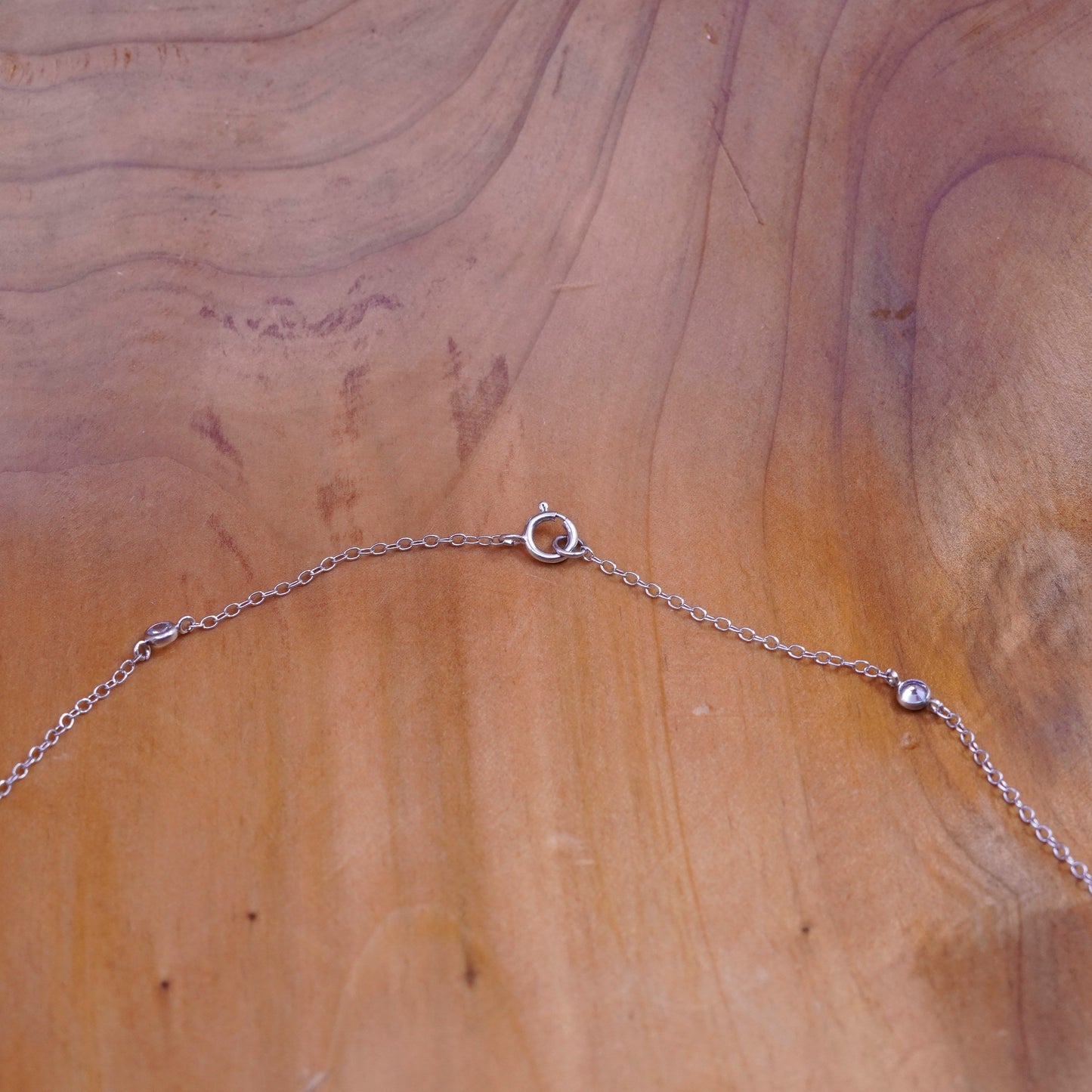 16”, vintage Sterling silver necklace, 925 circle chain with Cz pendant