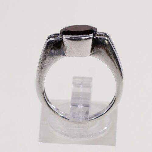Sz 7, Vtg Modern Sterling 925 Silver Ring W/ Oval ruby, stamped 925