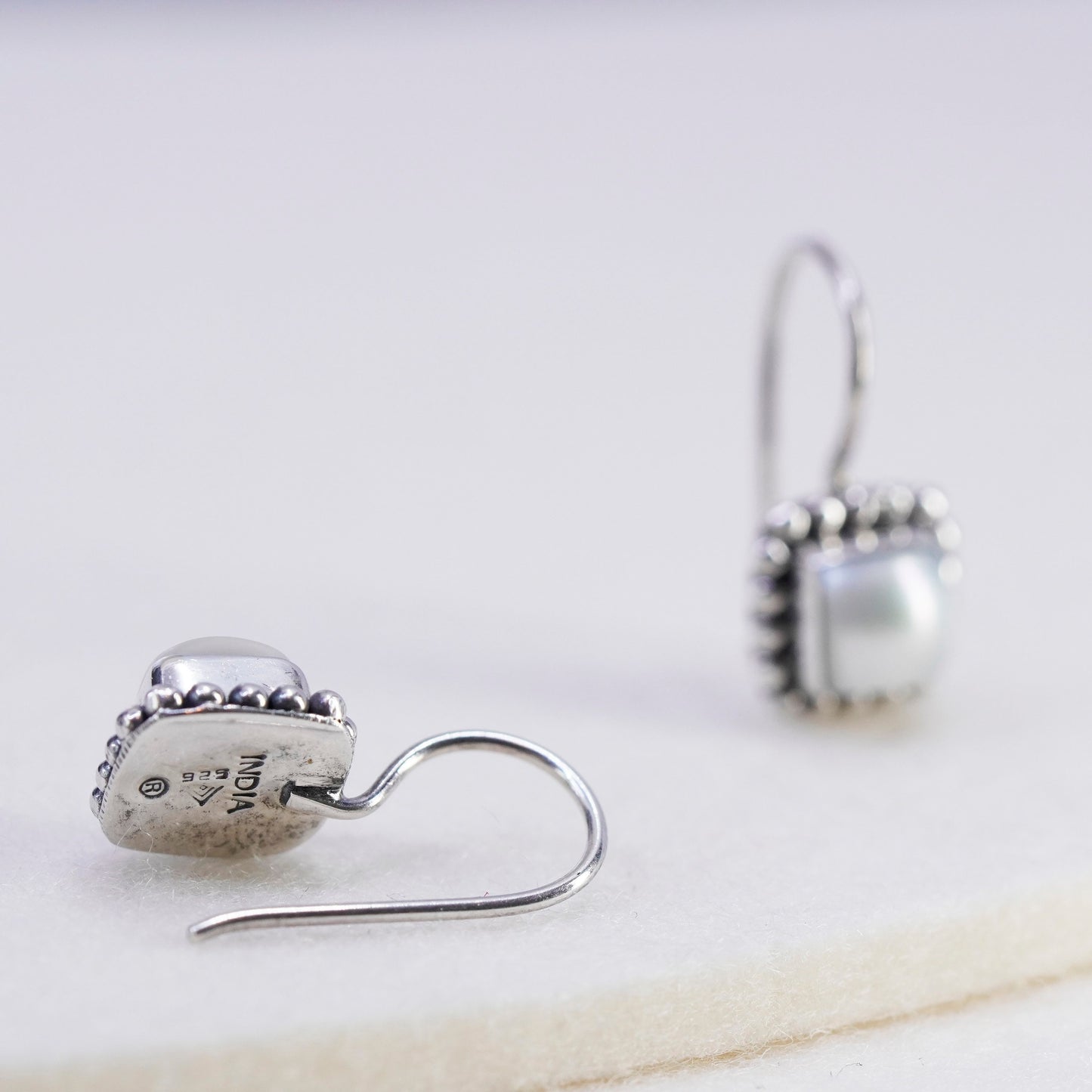 Silpada W1394 Pearl Button Frame Square Earrings 925 Sterling Silver beads