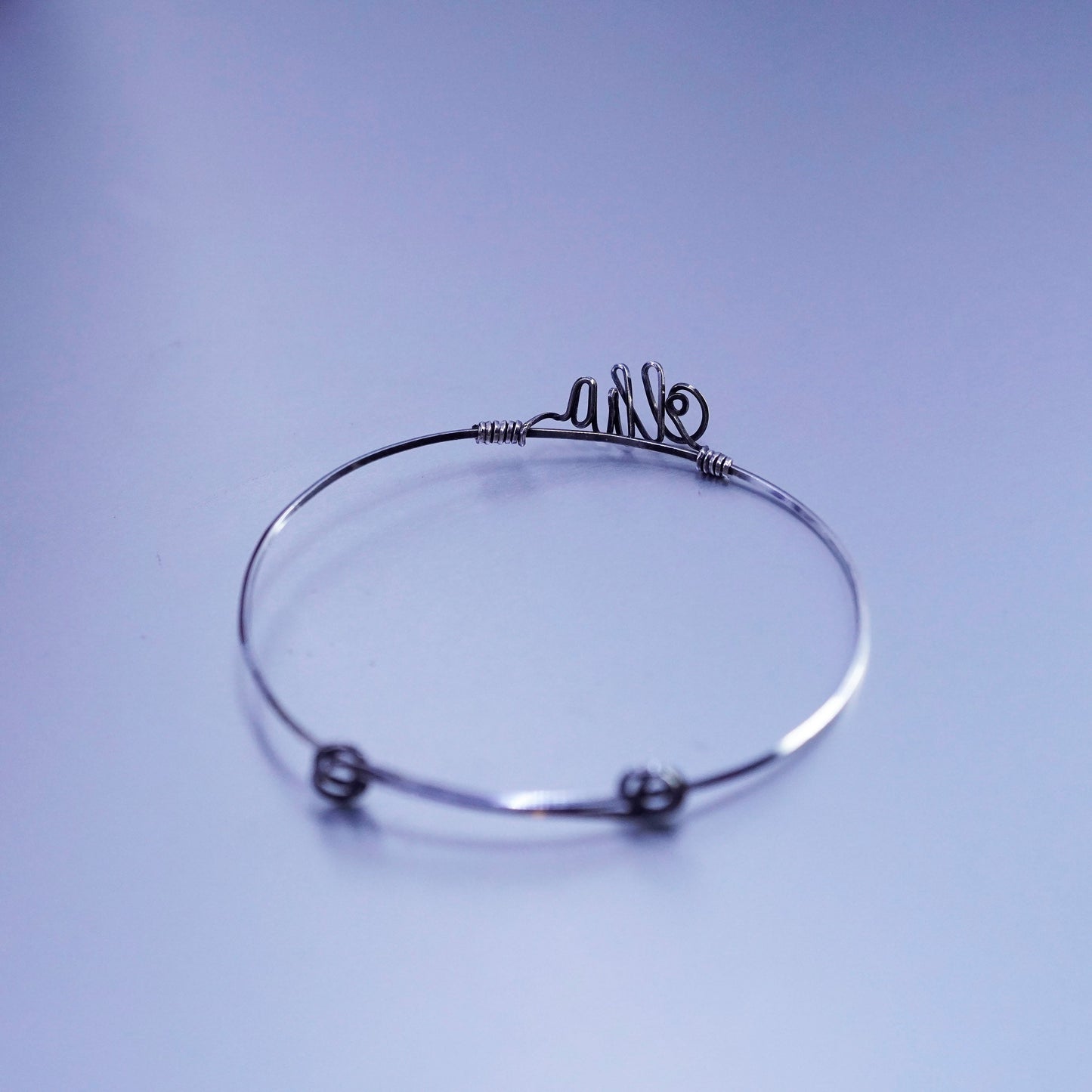 Size adjustable, Vintage Sterling 925 silver handmade bracelet, wired bangle